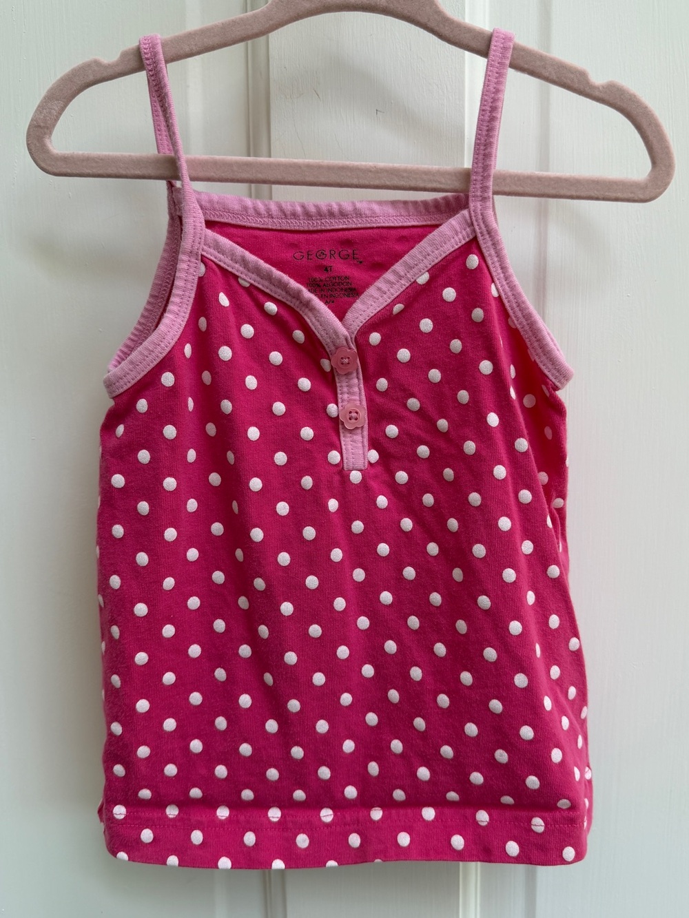 George Girls 4T Hot Pink & White Polka Dot Girls' Camisole Blouse Top
